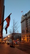 Sunrise over DC, seen from the National Press Club entrance. [Photo by Katya Beisel]